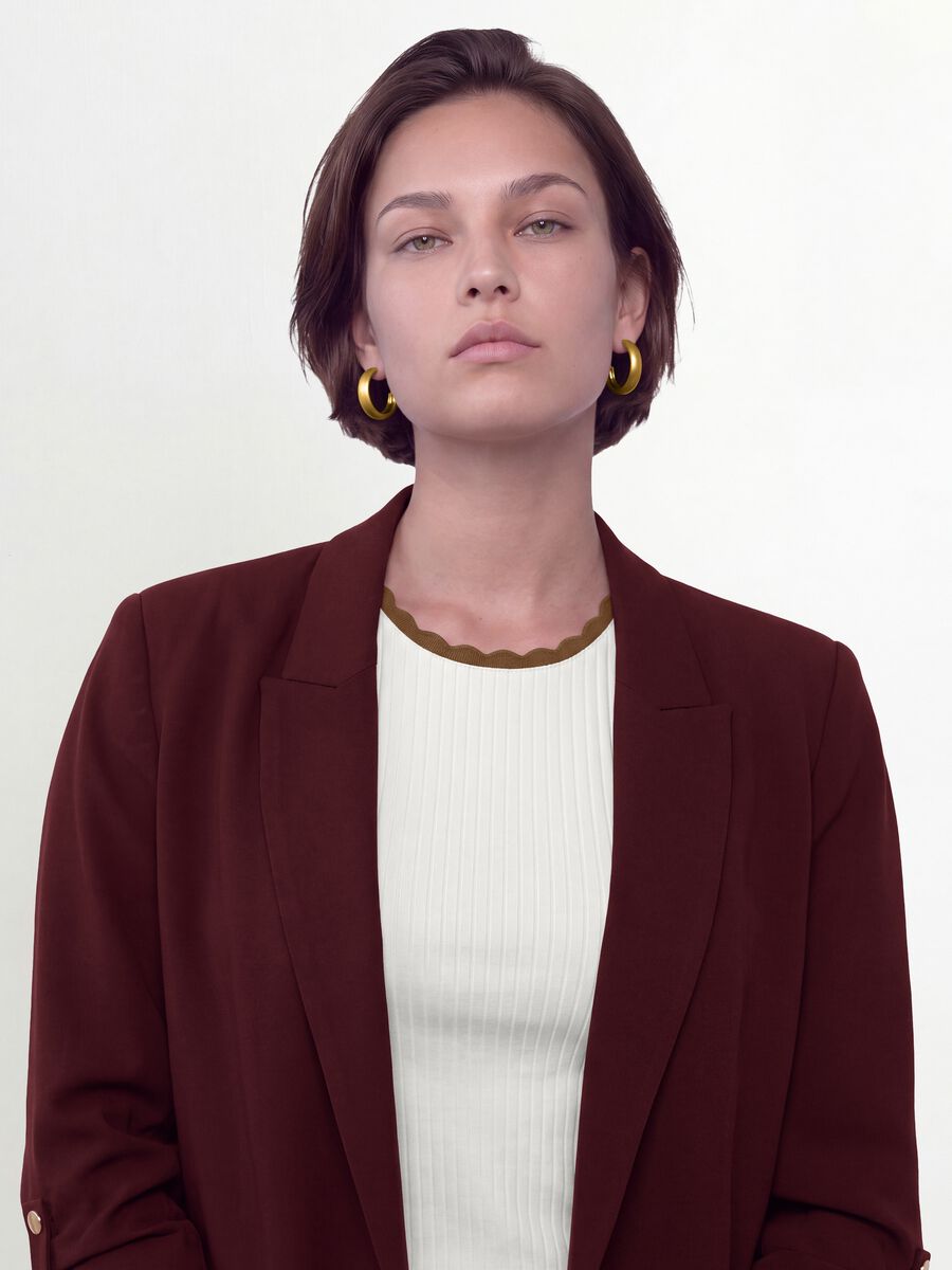 Red regular-fit lined blazer with classic lapels_0