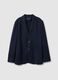 Slim fit blue stretch cotton blazer_4