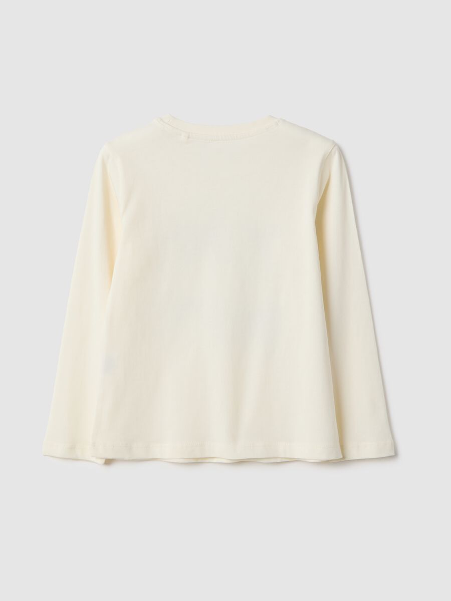 Girls' beige pure cotton t-shirt with bows_1