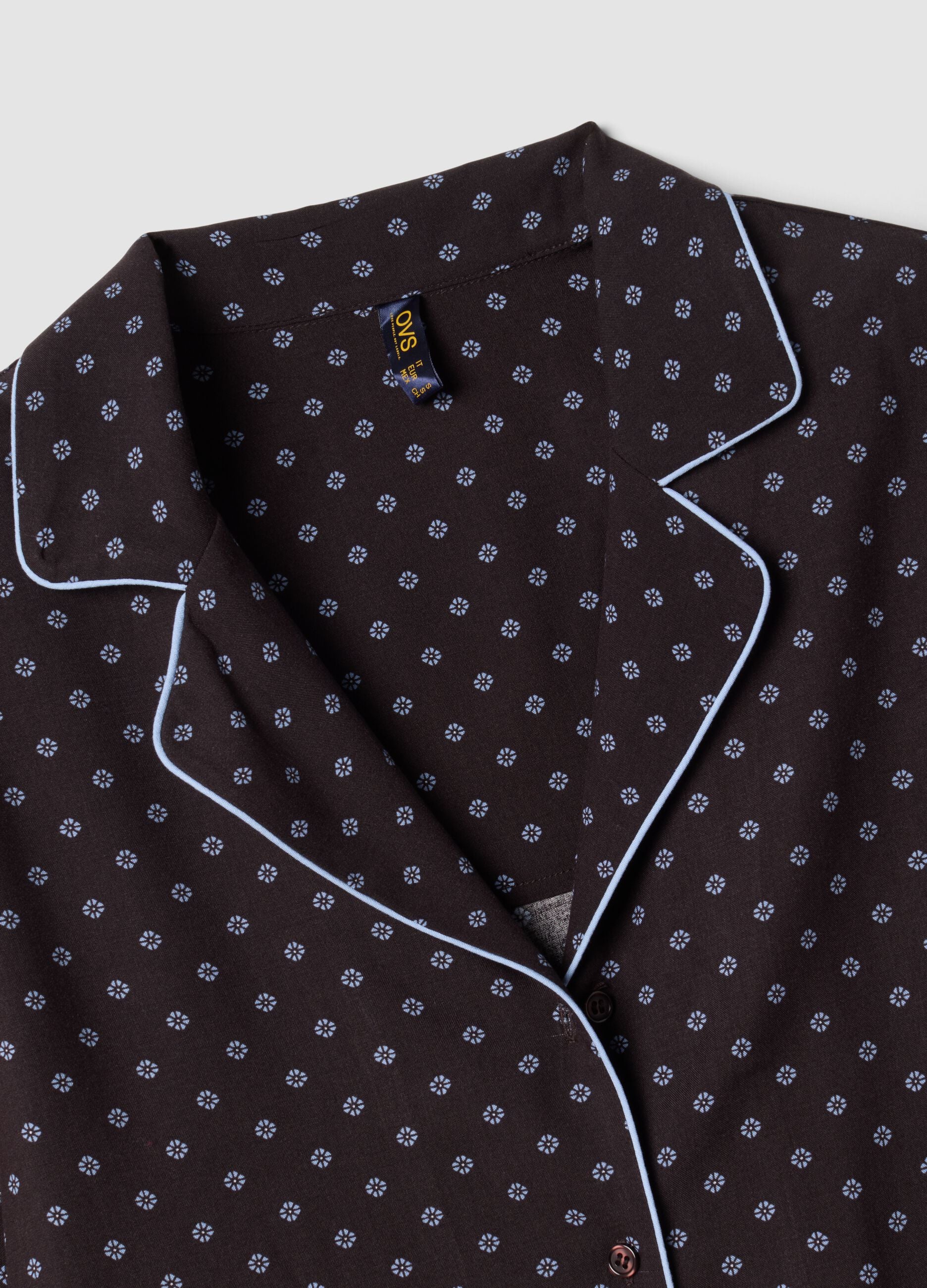 Brown pure viscose V-neck patterned pyjamas