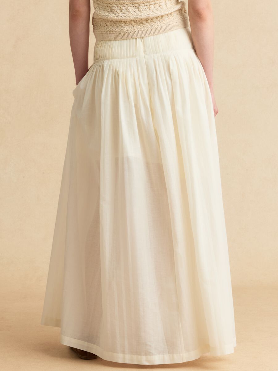 Beige pure cotton midi skirt_2