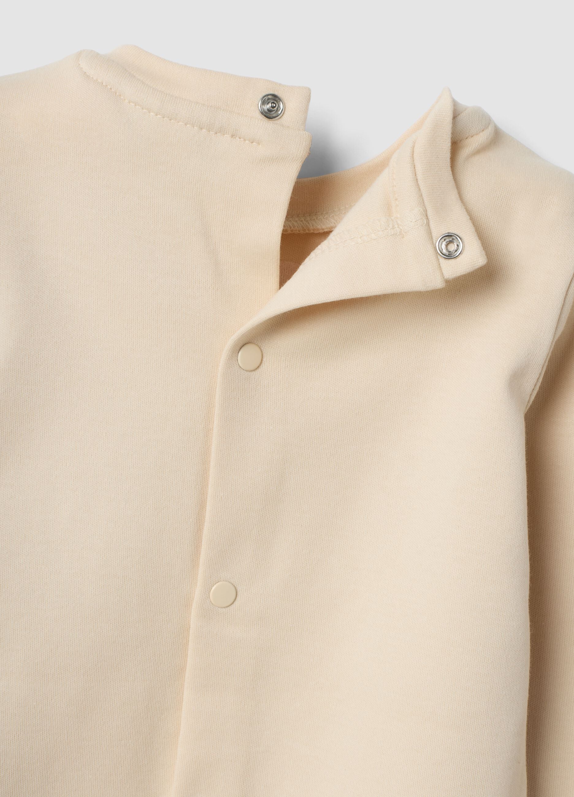 Beige organic cotton crew-neck T-shirt