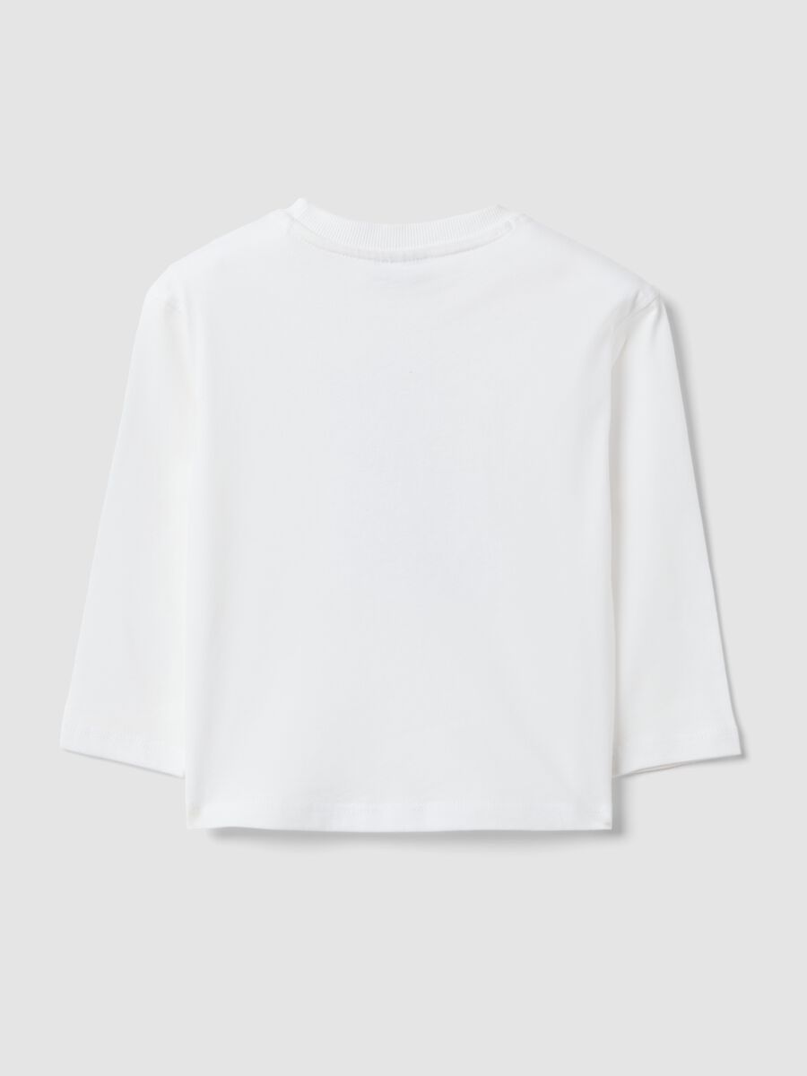 White oversized organic cotton jersey T-shirt with print for boys_1