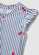 Pure cotton striped blue dress with frills and prints for girls_2