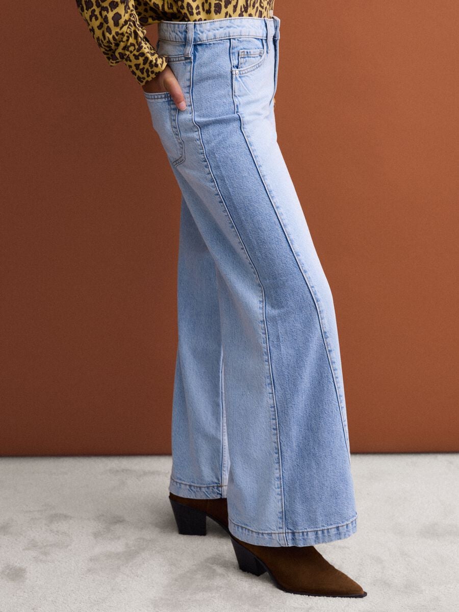 Light blue wide-leg jeans in pure cotton_3