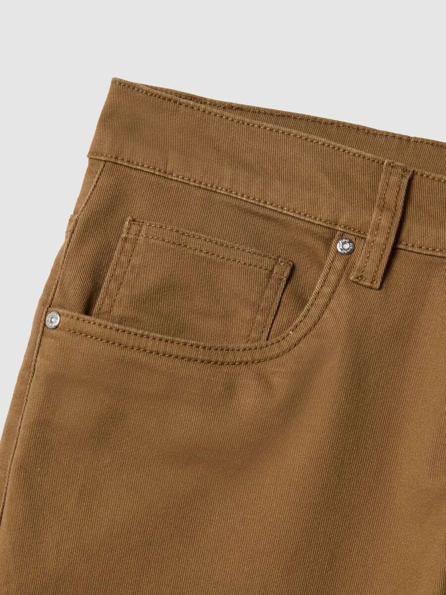 Pantaloni in twill elasticizzato marroni regular fit_5