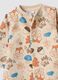 Beige organic cotton sleepsuit with animal print_2