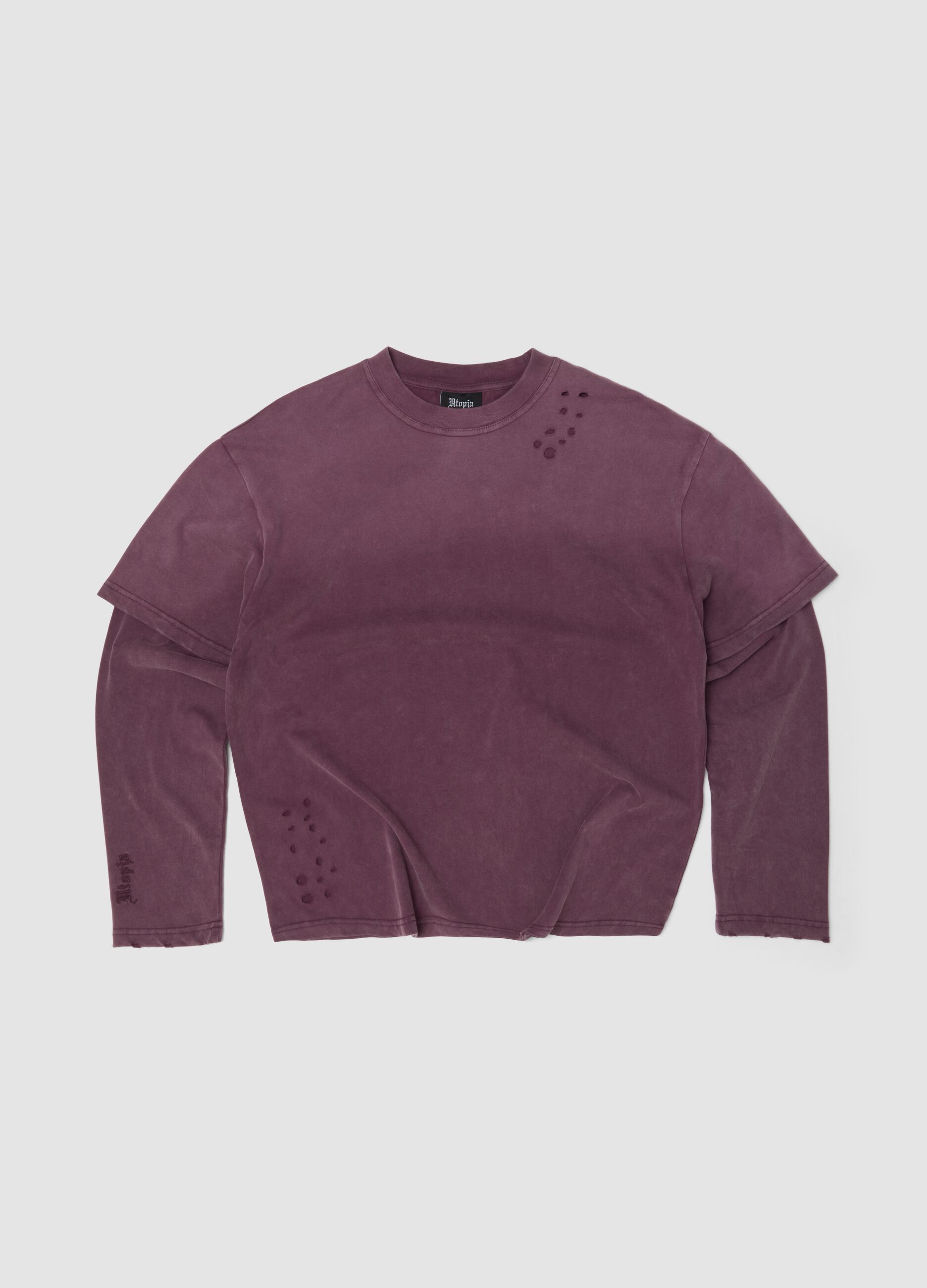 Double Long-Sleeve Sunfaded Burgundy