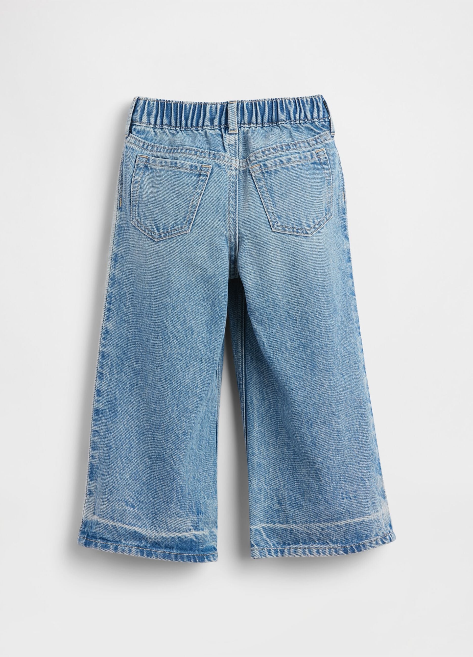Blue pure cotton denim relaxed fit baby trousers with butterflies