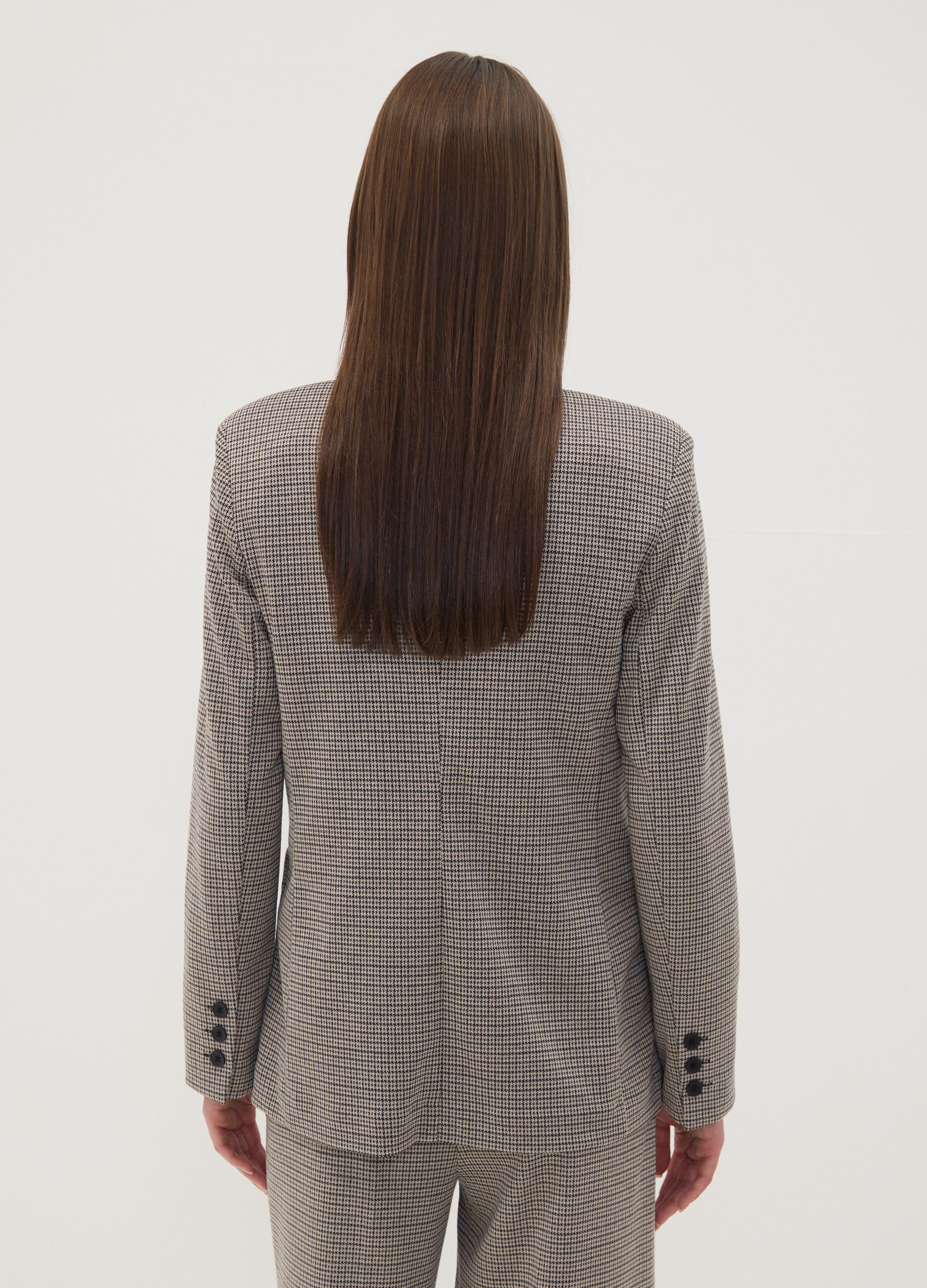 Beige patterned stretch viscose blazer