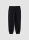 Jogger neri in misto cotone con fondo a polsino e coulisse_0