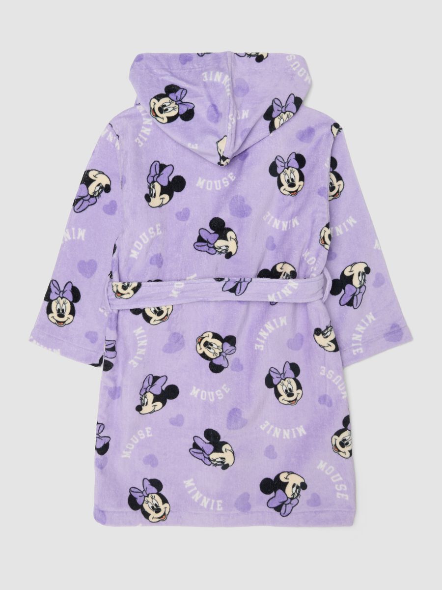 Purple pure cotton hooded Minnie print bathrobe_1