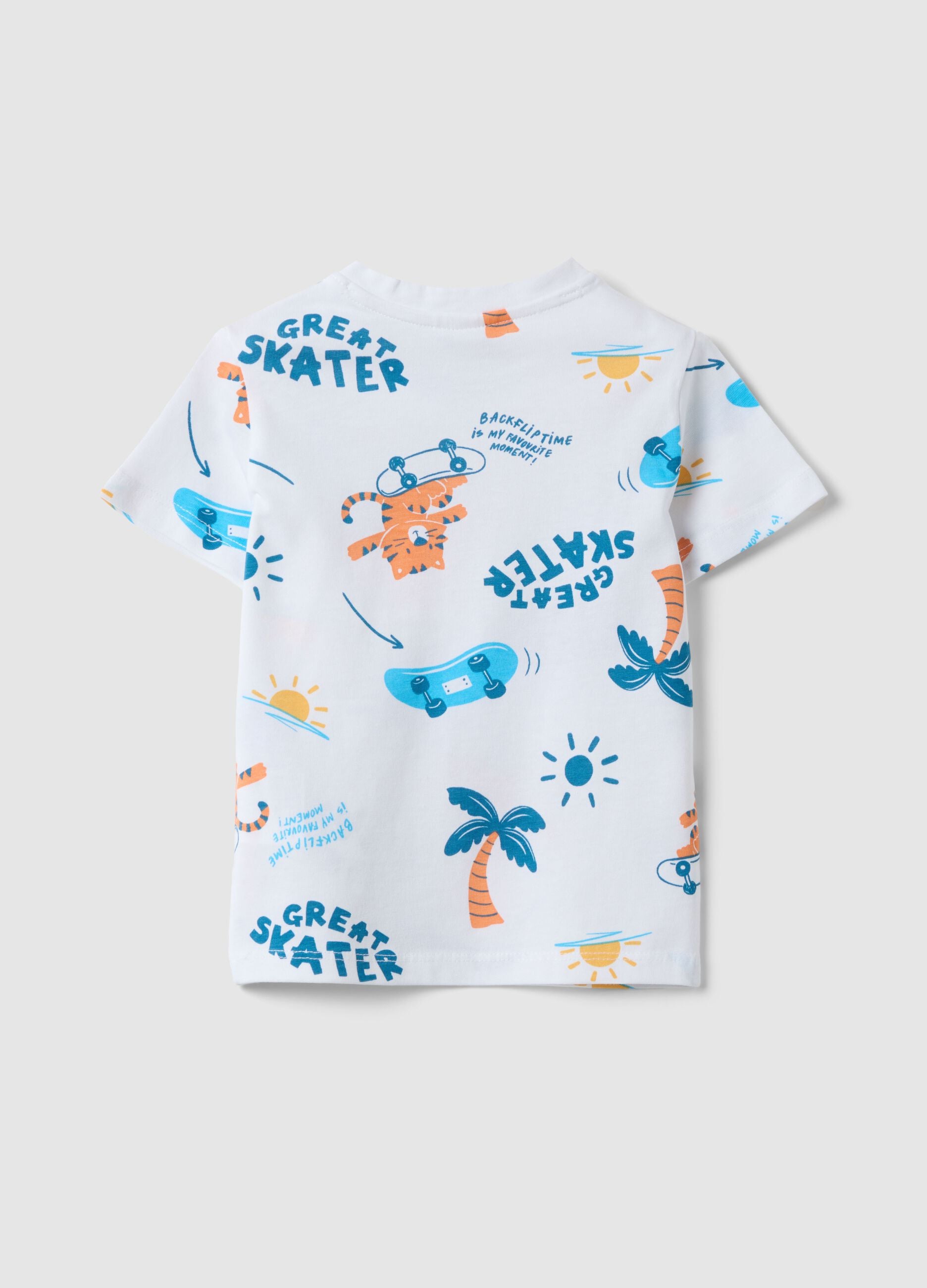 Multicolor pure cotton children's regular fit t-shirt with prints