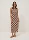 Brown checked pure viscose midi dress, regular fit_1
