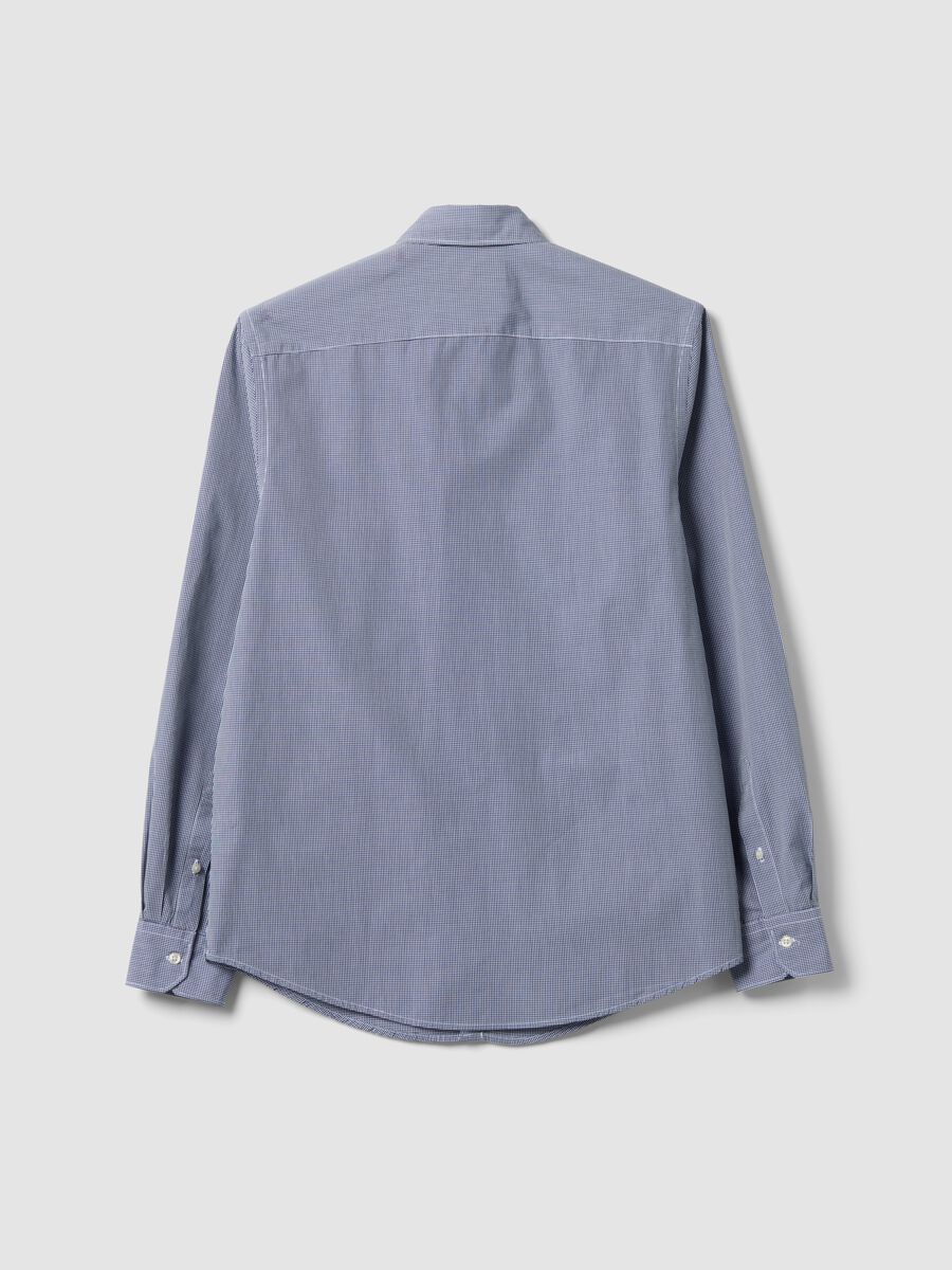 Camicia azzurra in popeline di puro cotone a quadri regular fit_6