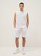 White cotton-blend Bermuda shorts with elasticated waistband_0