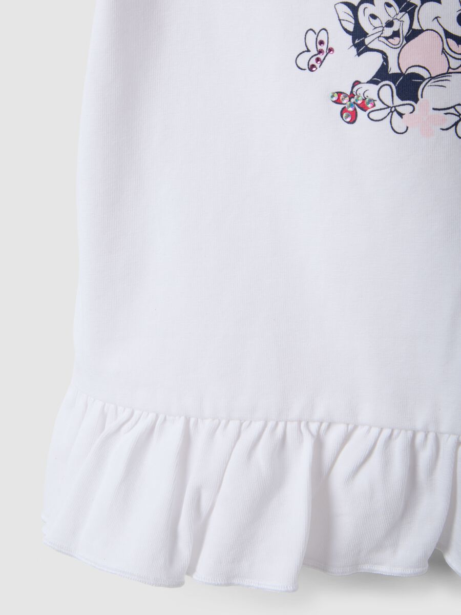 White stretch cotton girls&rsquo; t-shirt with Minnie ruffles_3