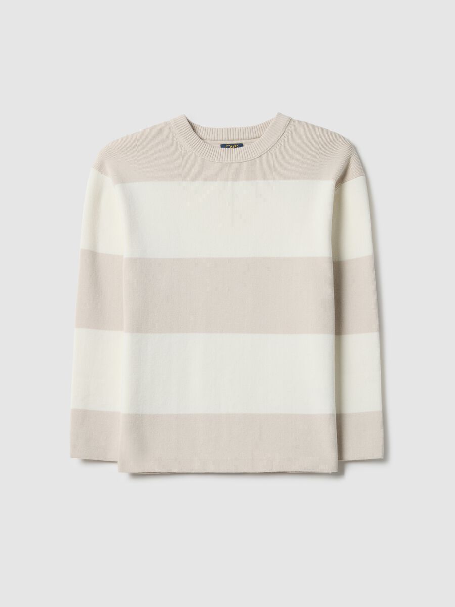 Pullover in puro cotone a righe multicolor regular fit per ragazzo_3