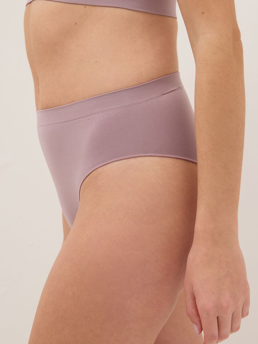 High-waisted pink stretchy fabric brief_3