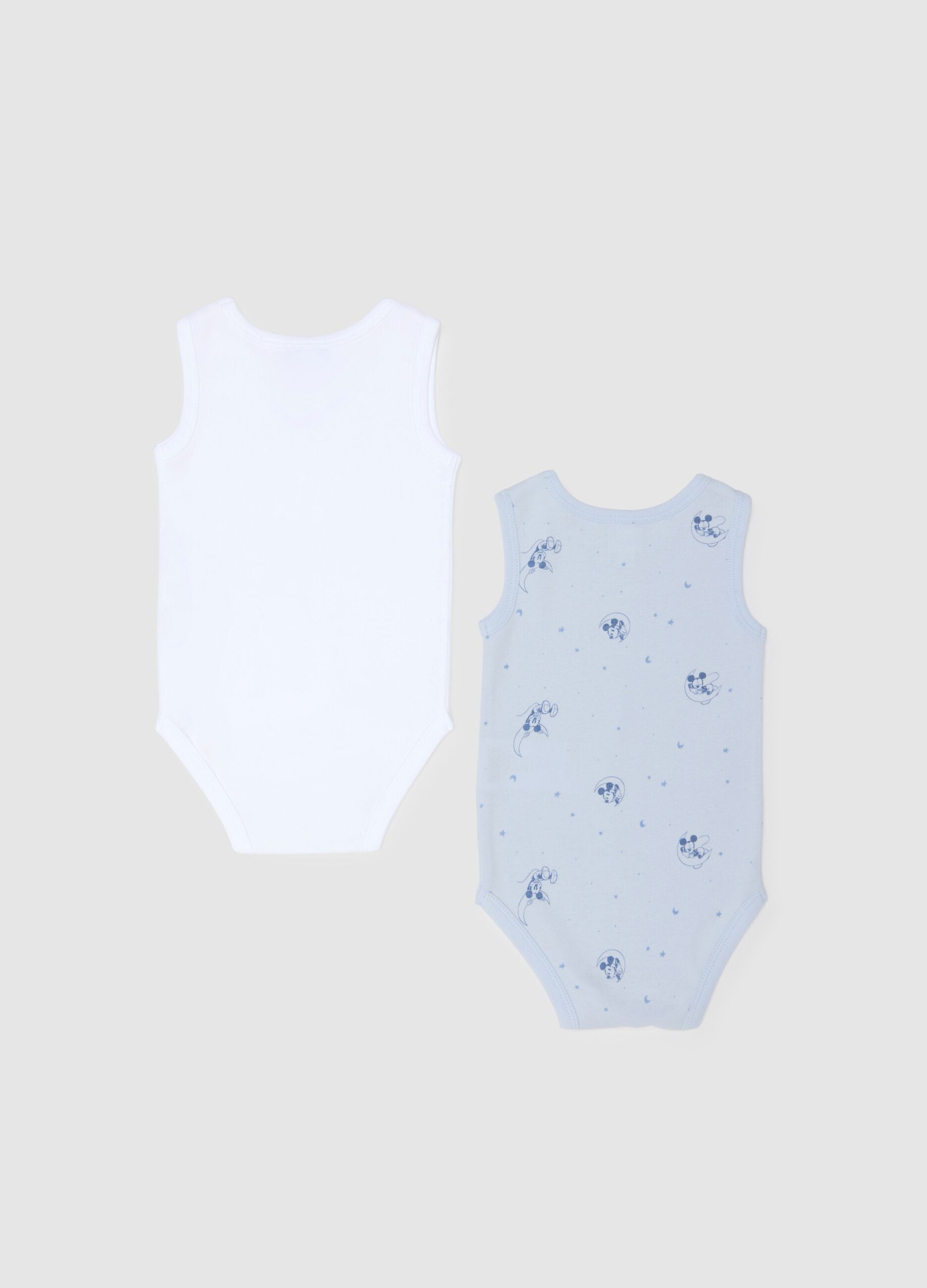 Multi-colour pure cotton baby bodysuit twin pack with Mickey Mouse prints