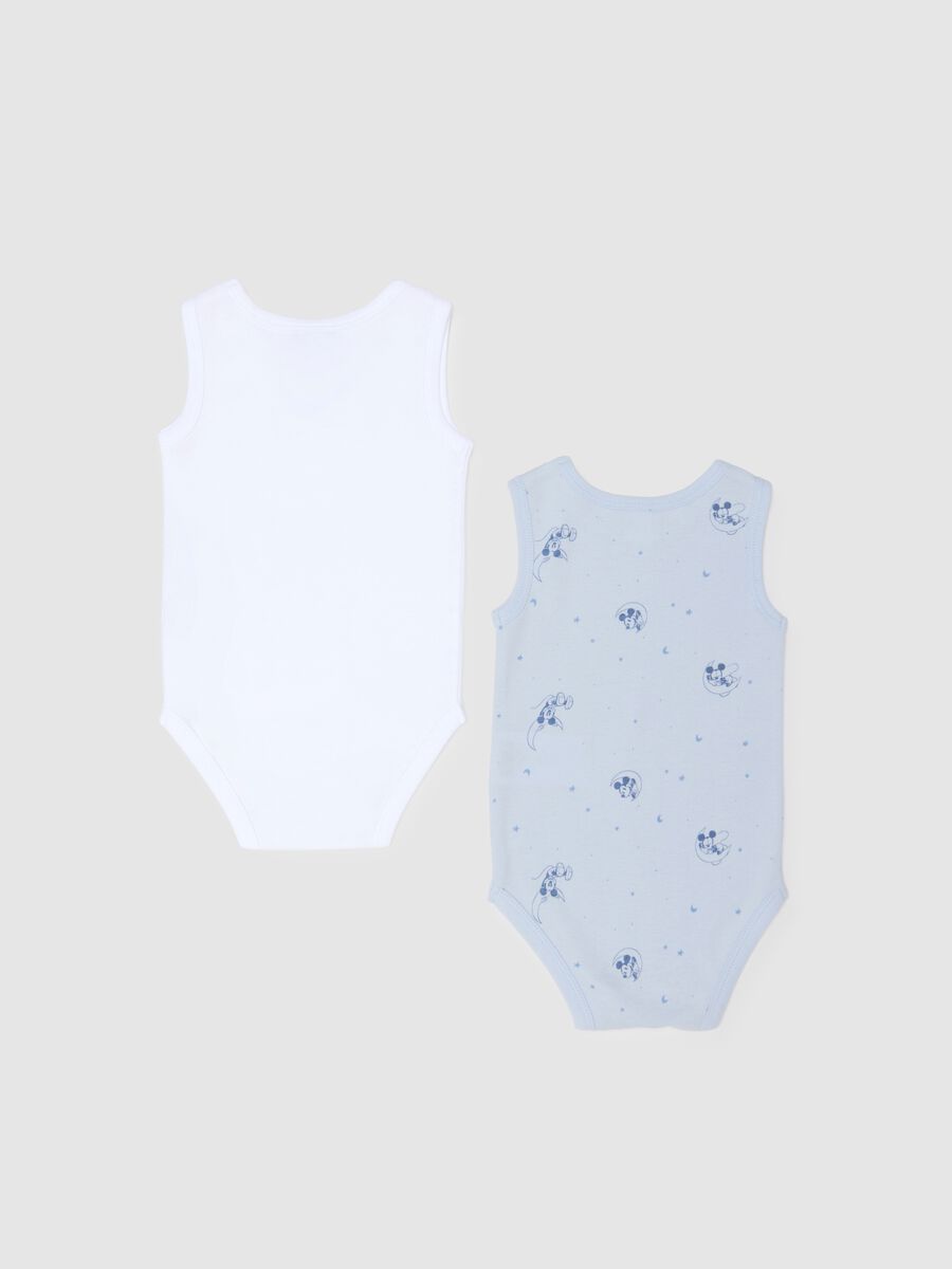 Multi-colour pure cotton baby bodysuit twin pack with Mickey Mouse prints_1