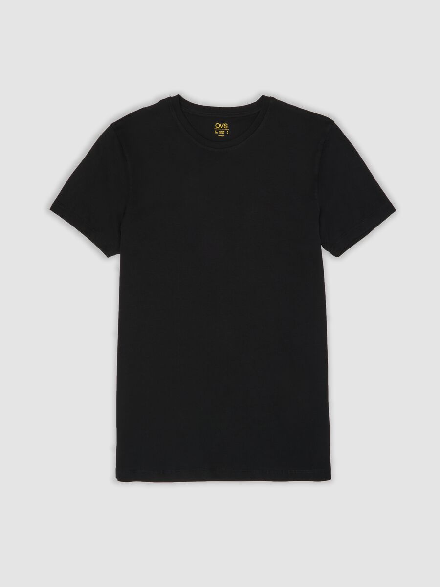 Black crew-neck T-shirt in pure Supima cotton, regular fit_4