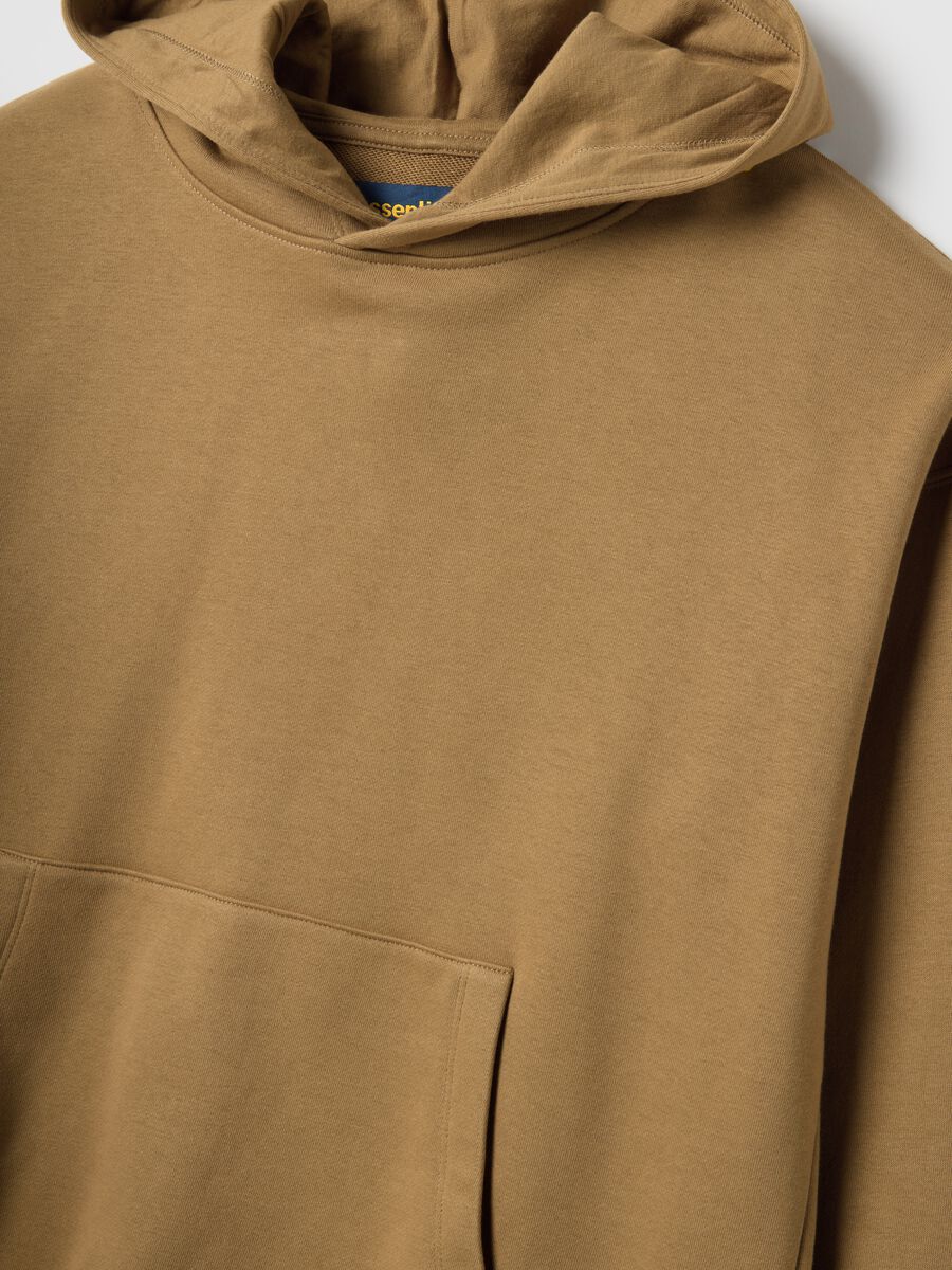 Felpa in misto cotone beige regular fit con cappuccio_5