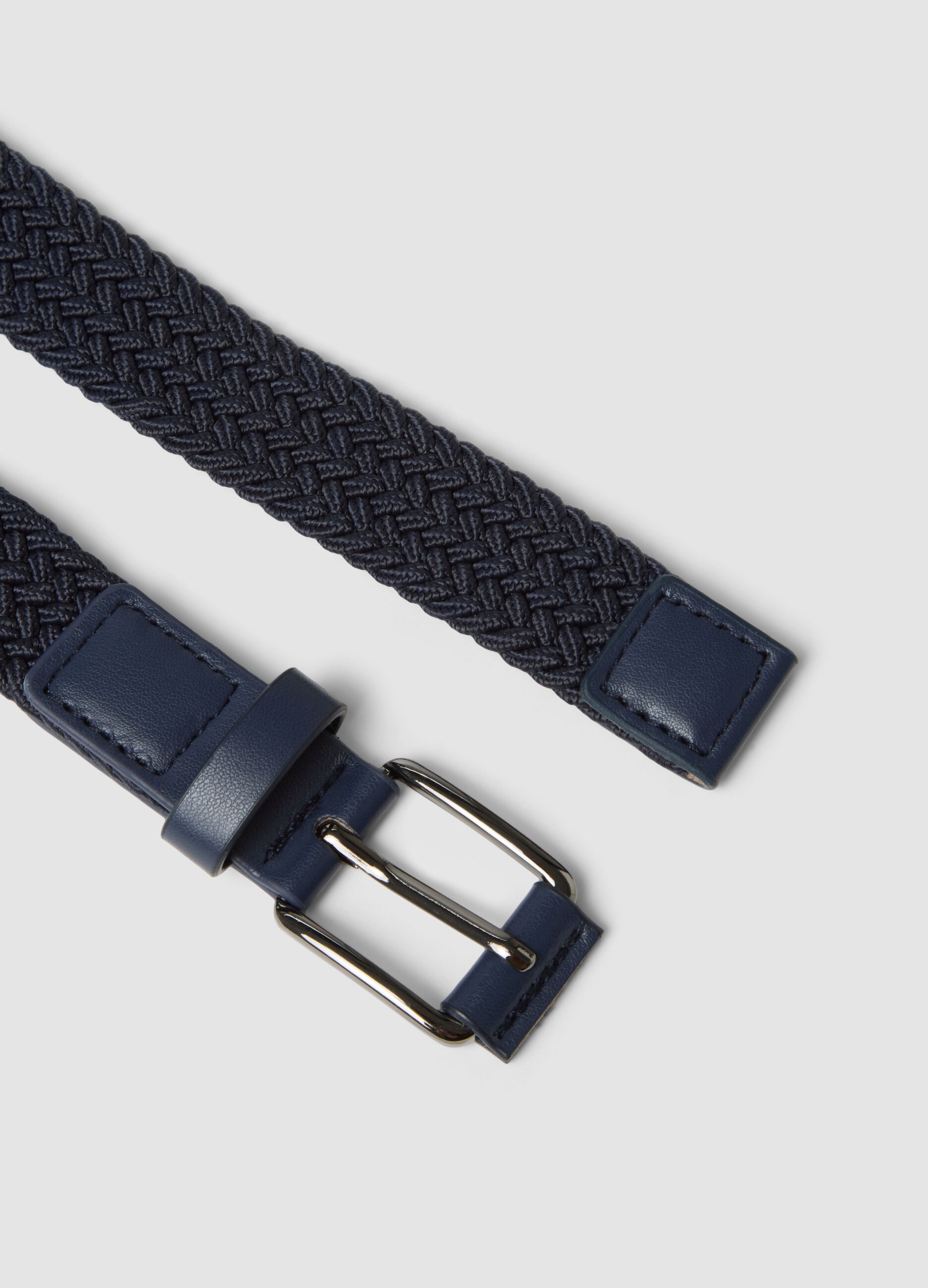 Blue braided belt with buckle