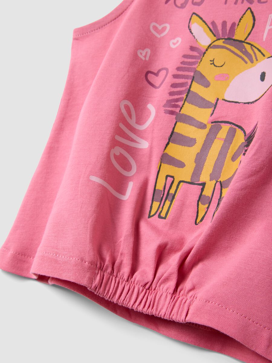 Pink and yellow pure cotton top and shorts set for baby girl_3