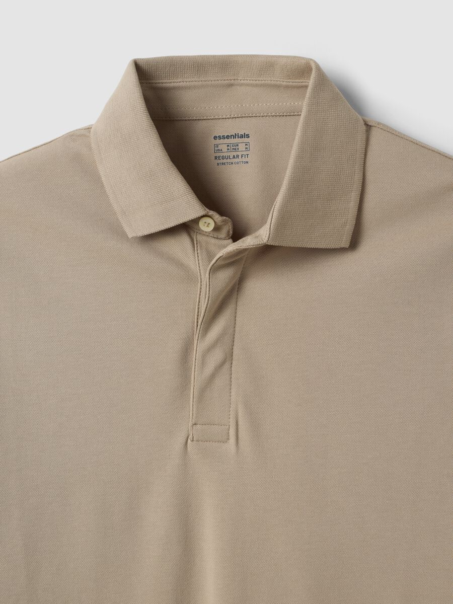 Grey long-sleeve stretch-cotton polo shirt, regular fit_1