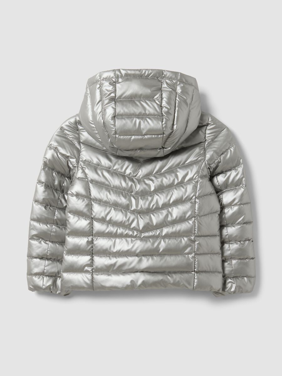 Ultralight Grey Hooded Zip-Up Puffer Jacket for Girls_1