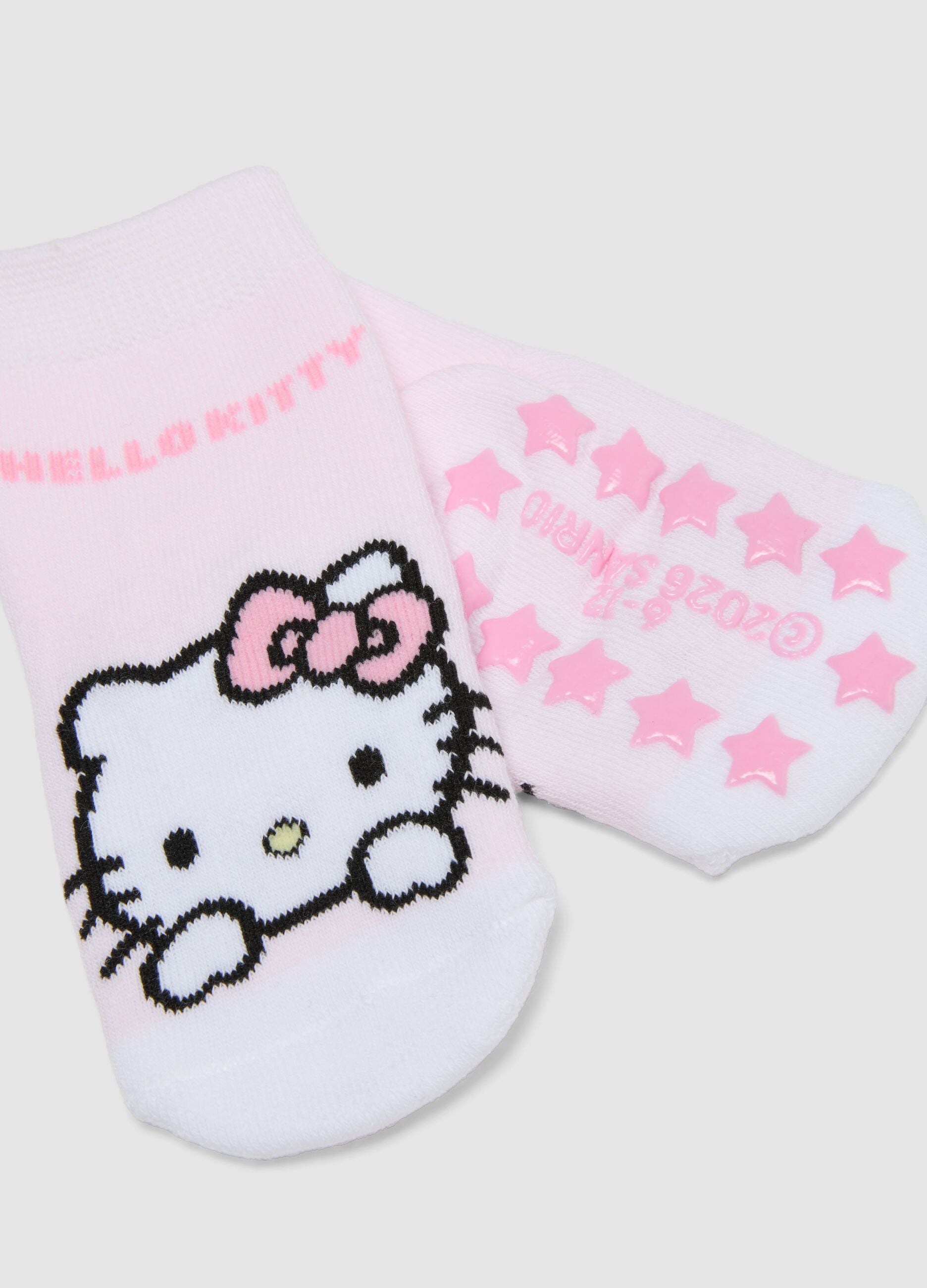 2-pack of pink anti-slip Hello Kitty socks in stretchy organic cotton