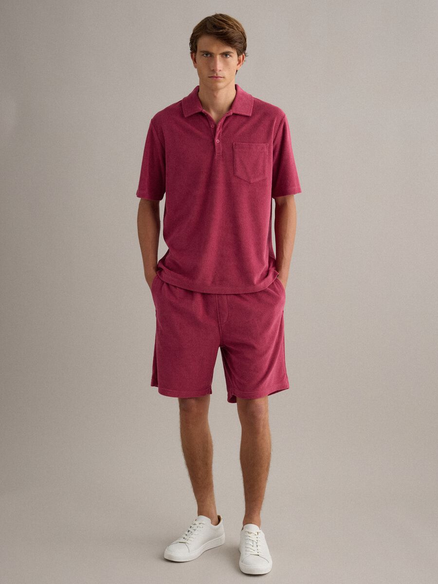 Red cotton-blend polo shirt_2