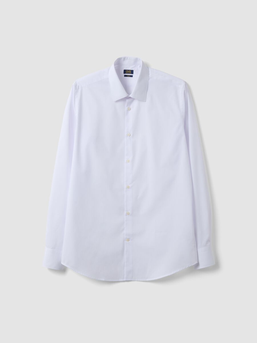 White slim-fit shirt with classic collar, easy-iron_4