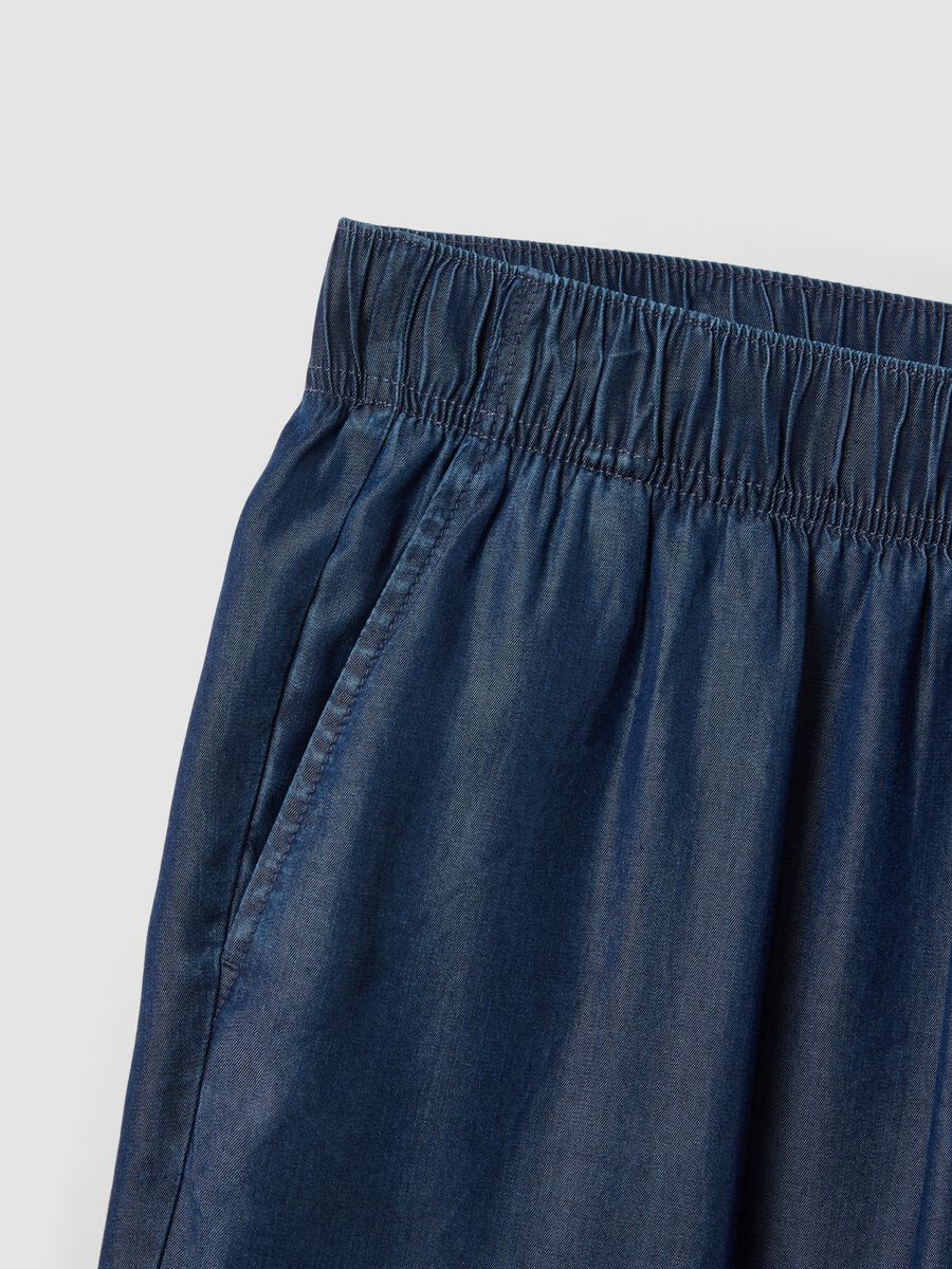 Blue pure lyocell trousers with elasticated waist, regular fit_6