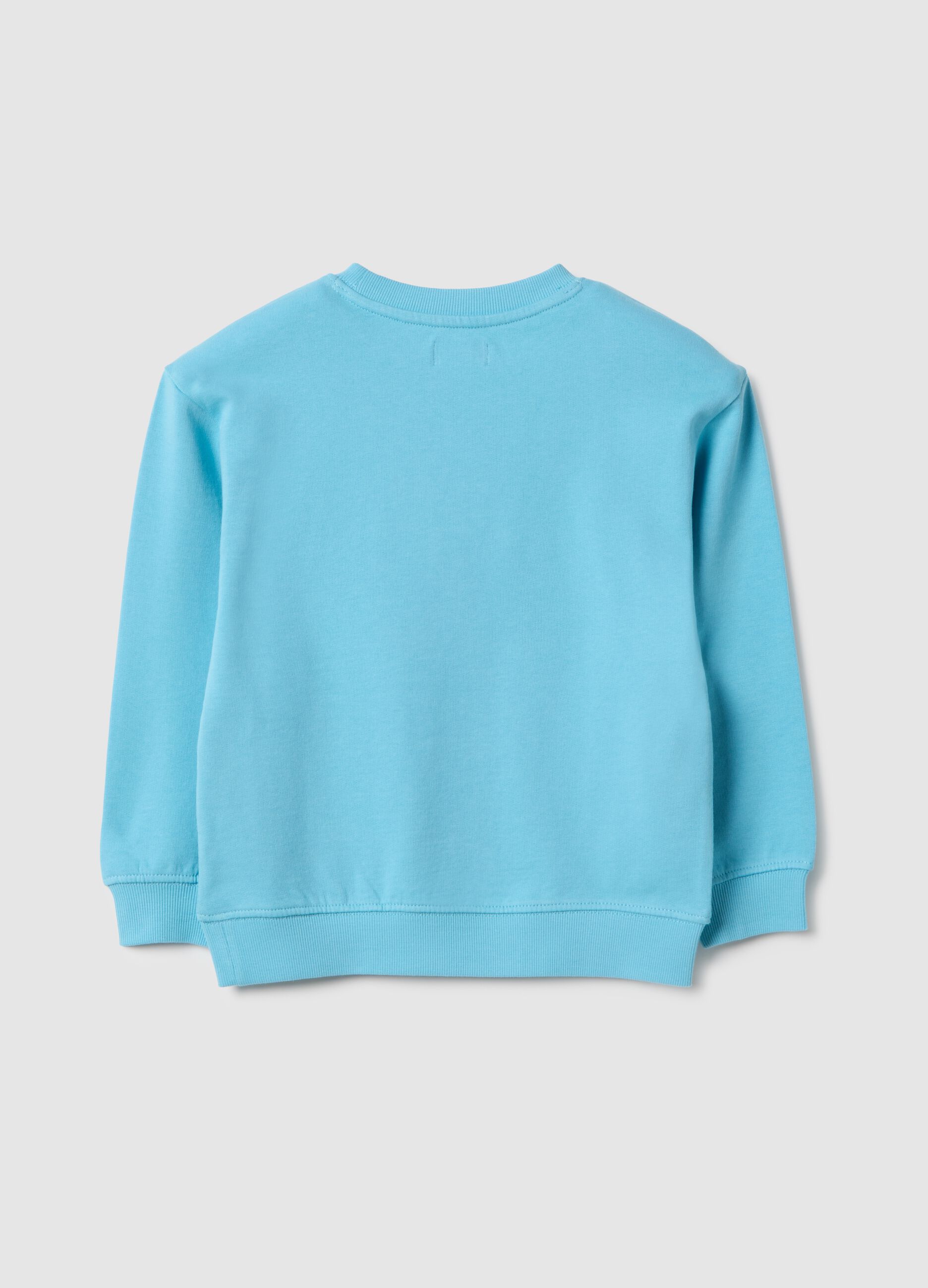 Children's oversized blue pure cotton sweatshirt with print