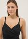 Black draped stretch swimsuit with shaping effect_0