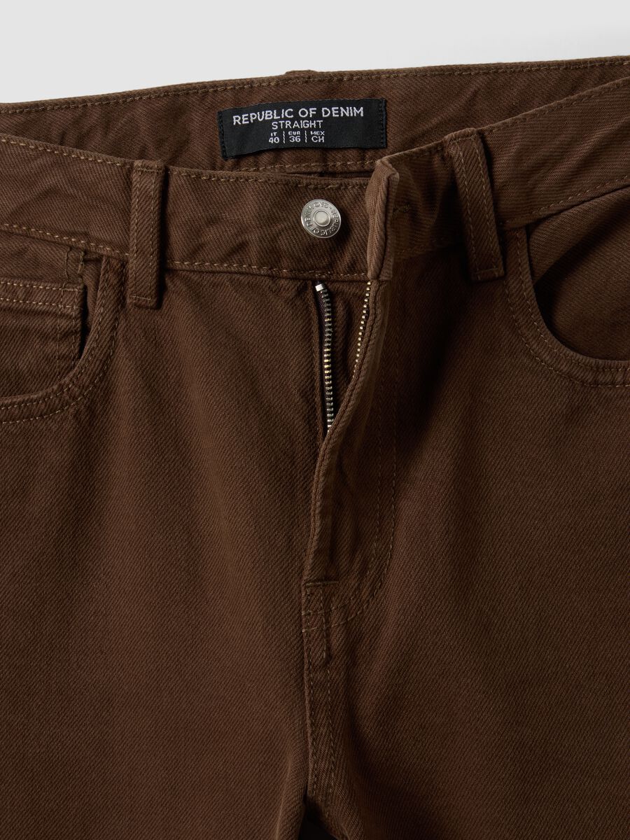 Brown straight-fit pure cotton jeans_6