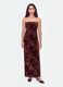Red fitted maxi dress in stretch floral fabric_0