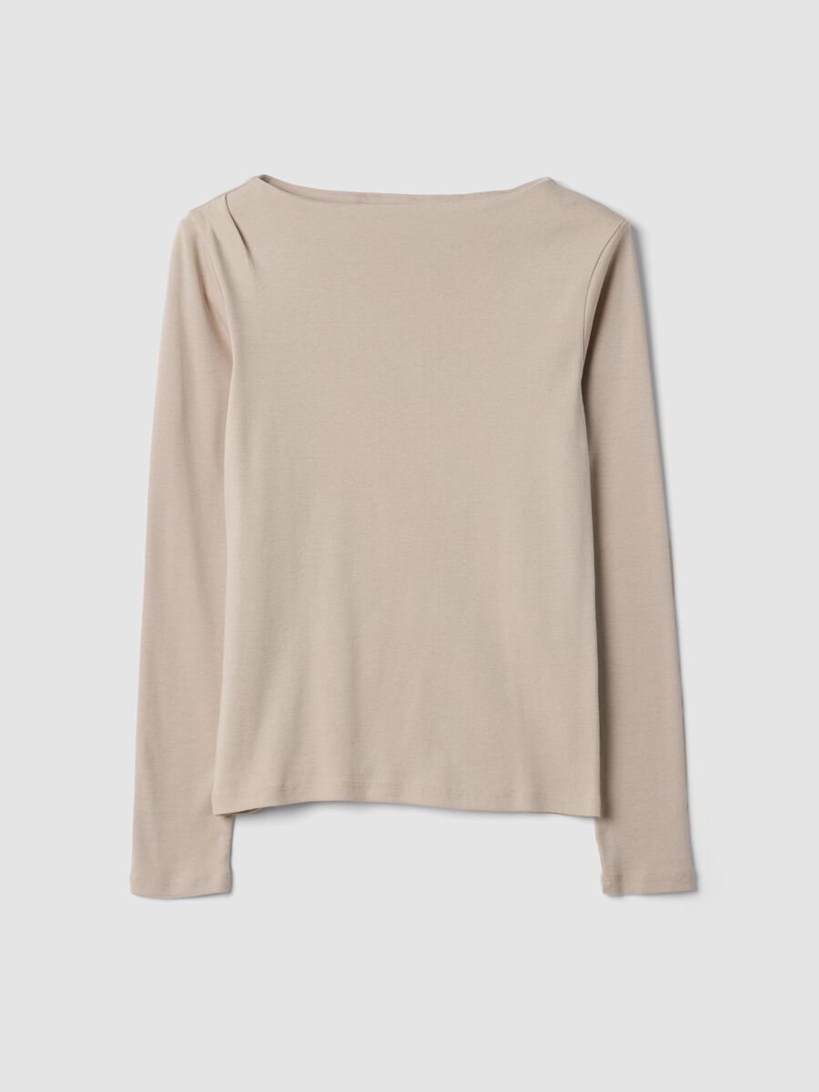 Beige pure cotton crew-neck T-shirt_4