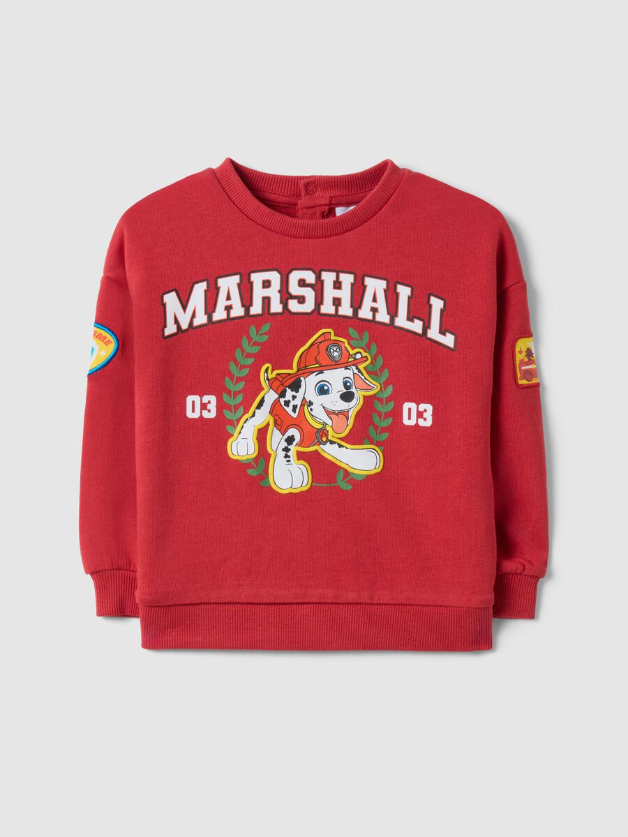 Red regular fit pure cotton sweatshirt for kids featuring Paw Patrol_0