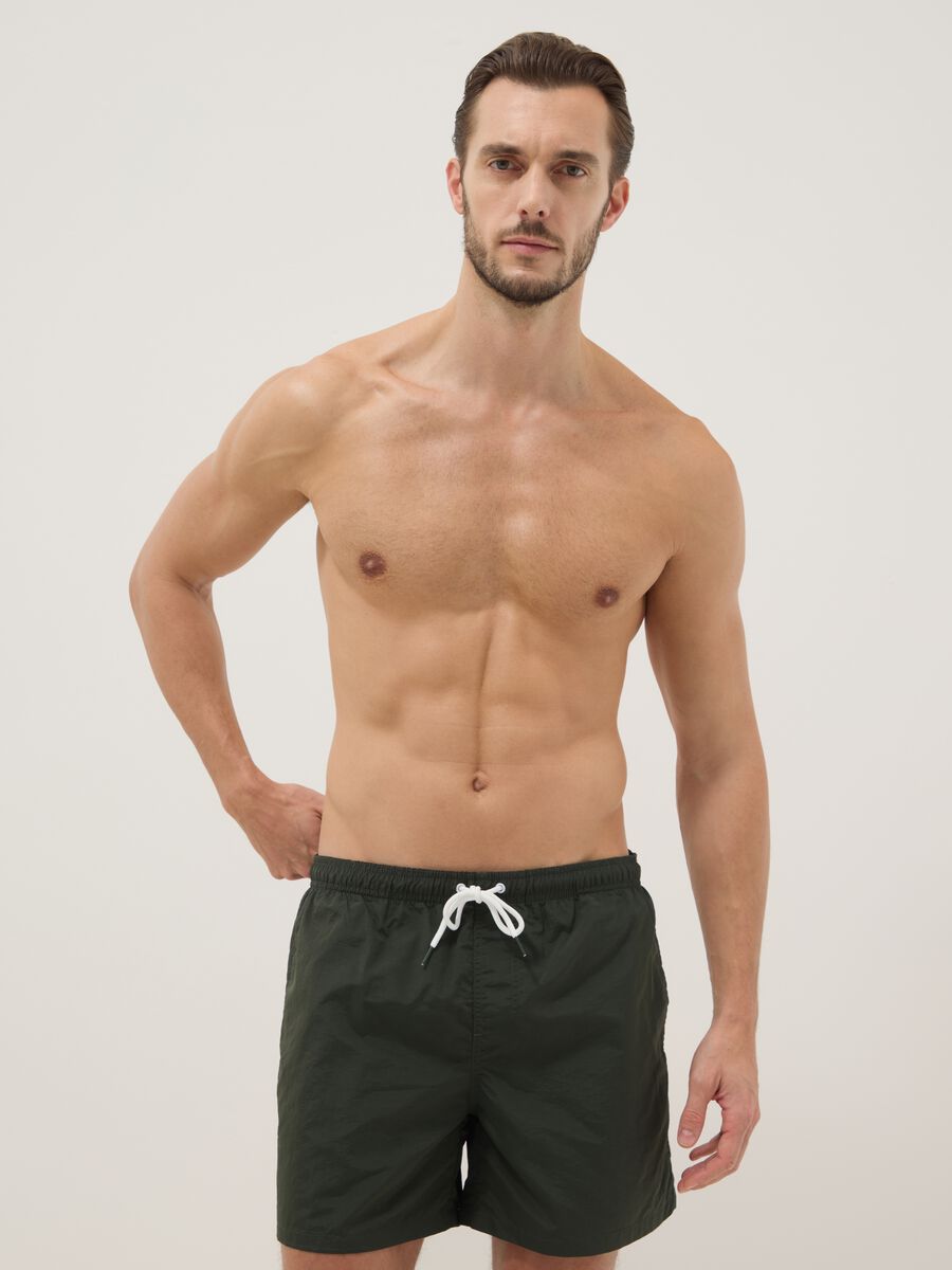 Green regular-fit swim shorts with drawstring_0