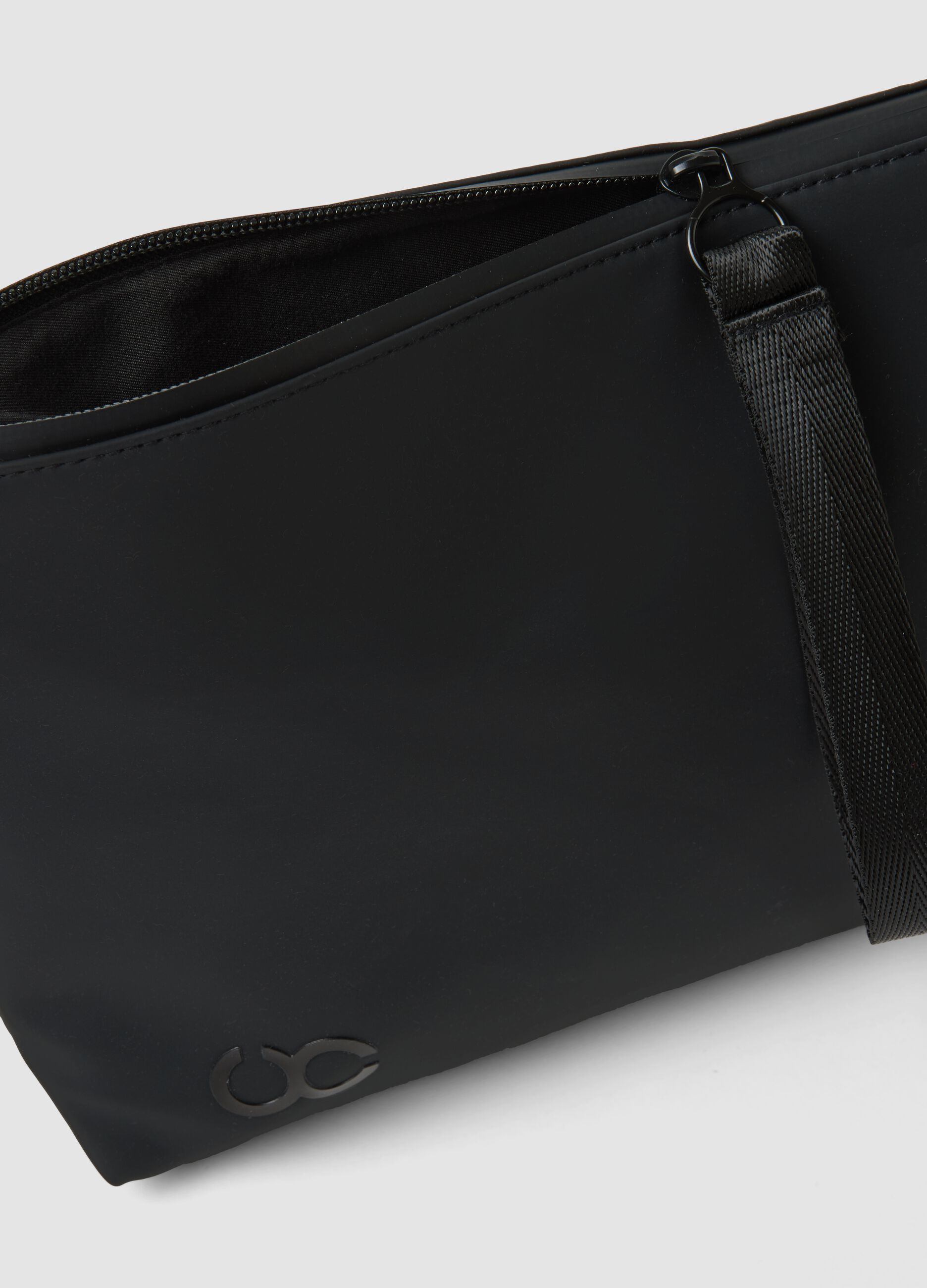 Black zip pouch with wrist strap