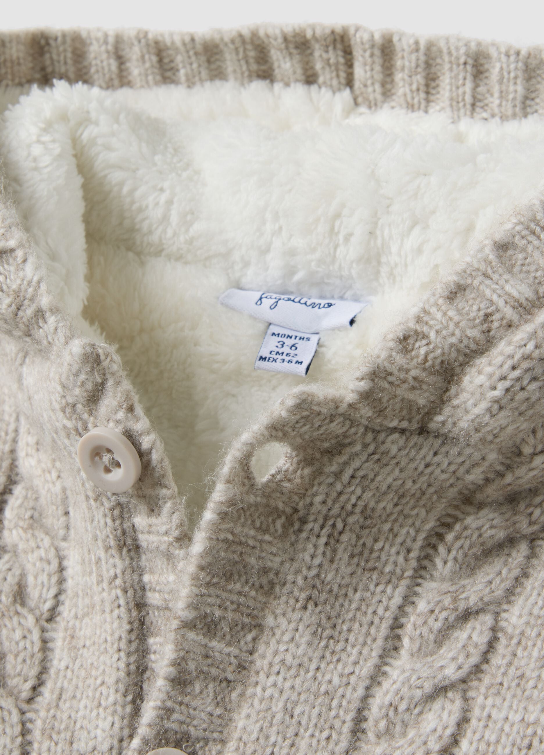 Grey hooded cable-knit jacket