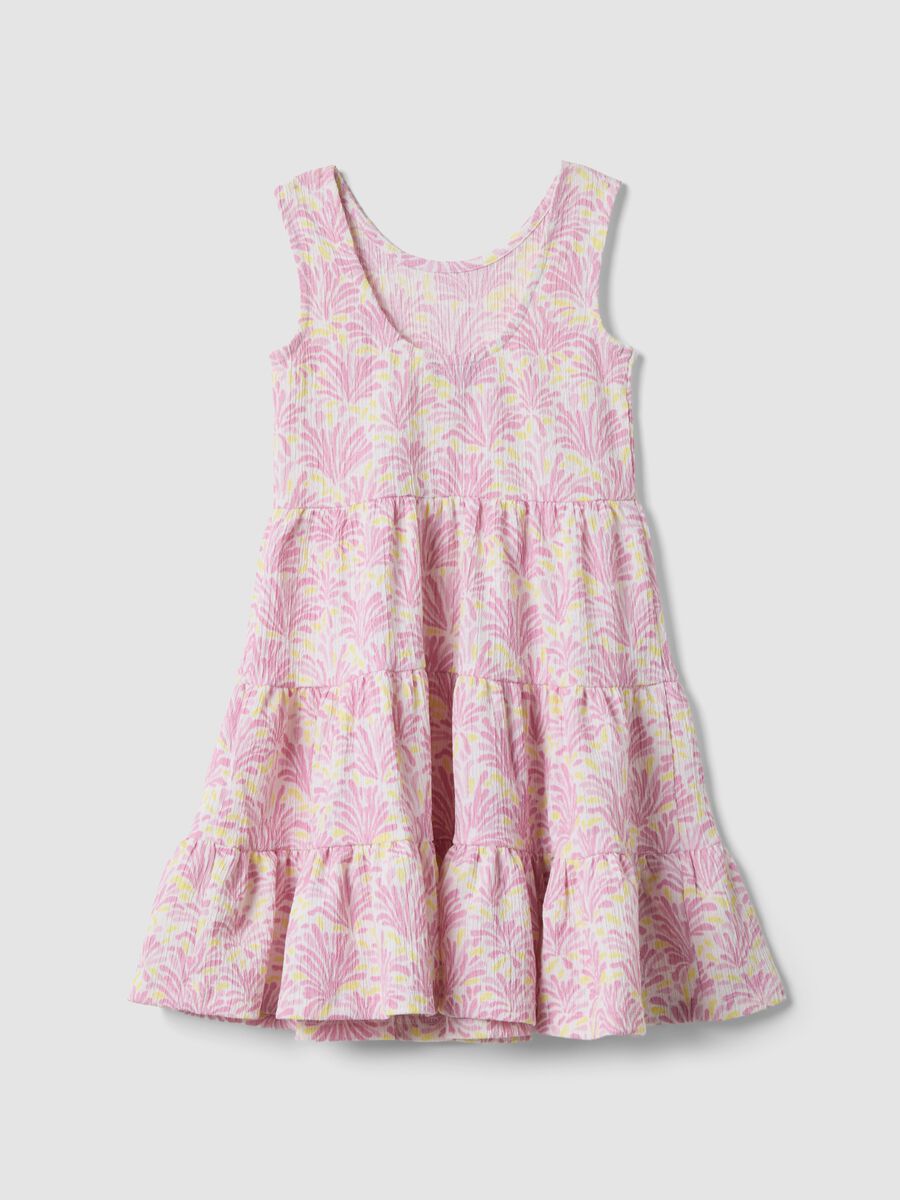 Girls&rsquo; pink sleeveless stretch dress with floral print_1