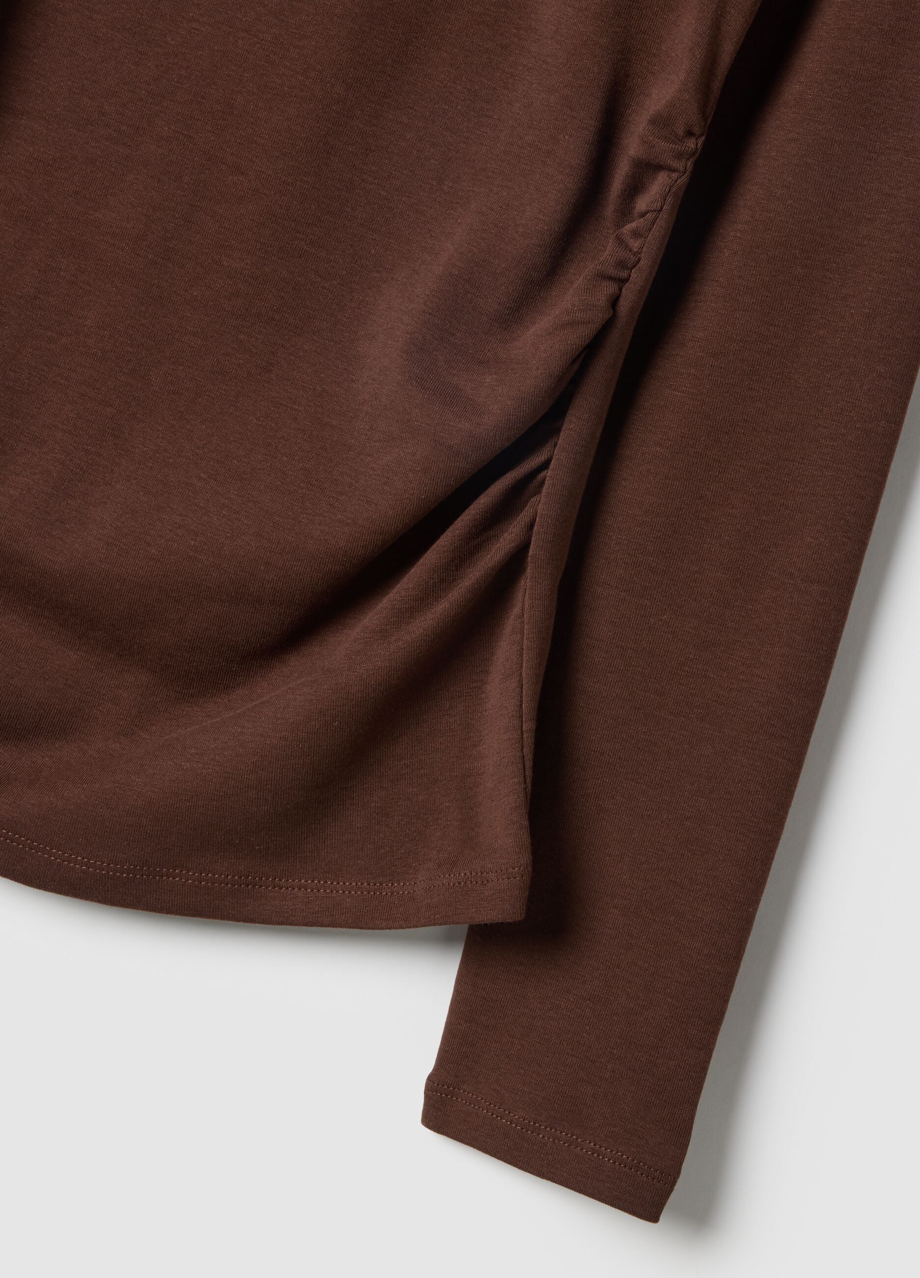 Brown long sleeve pure cotton regular fit T-shirt