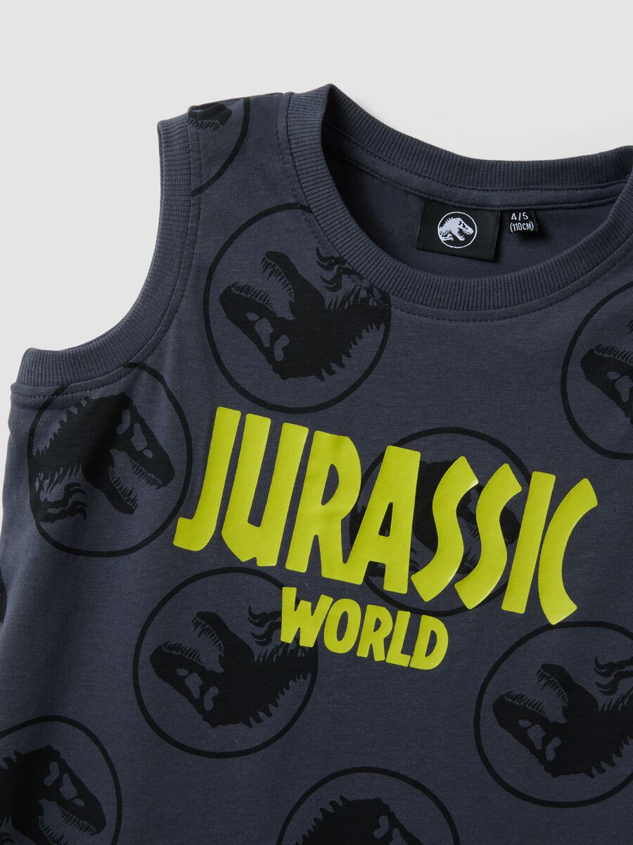 Grey oversized fit pure cotton tank top for kids with print_2