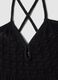 Pure cotton black dress with deep v-neck_5