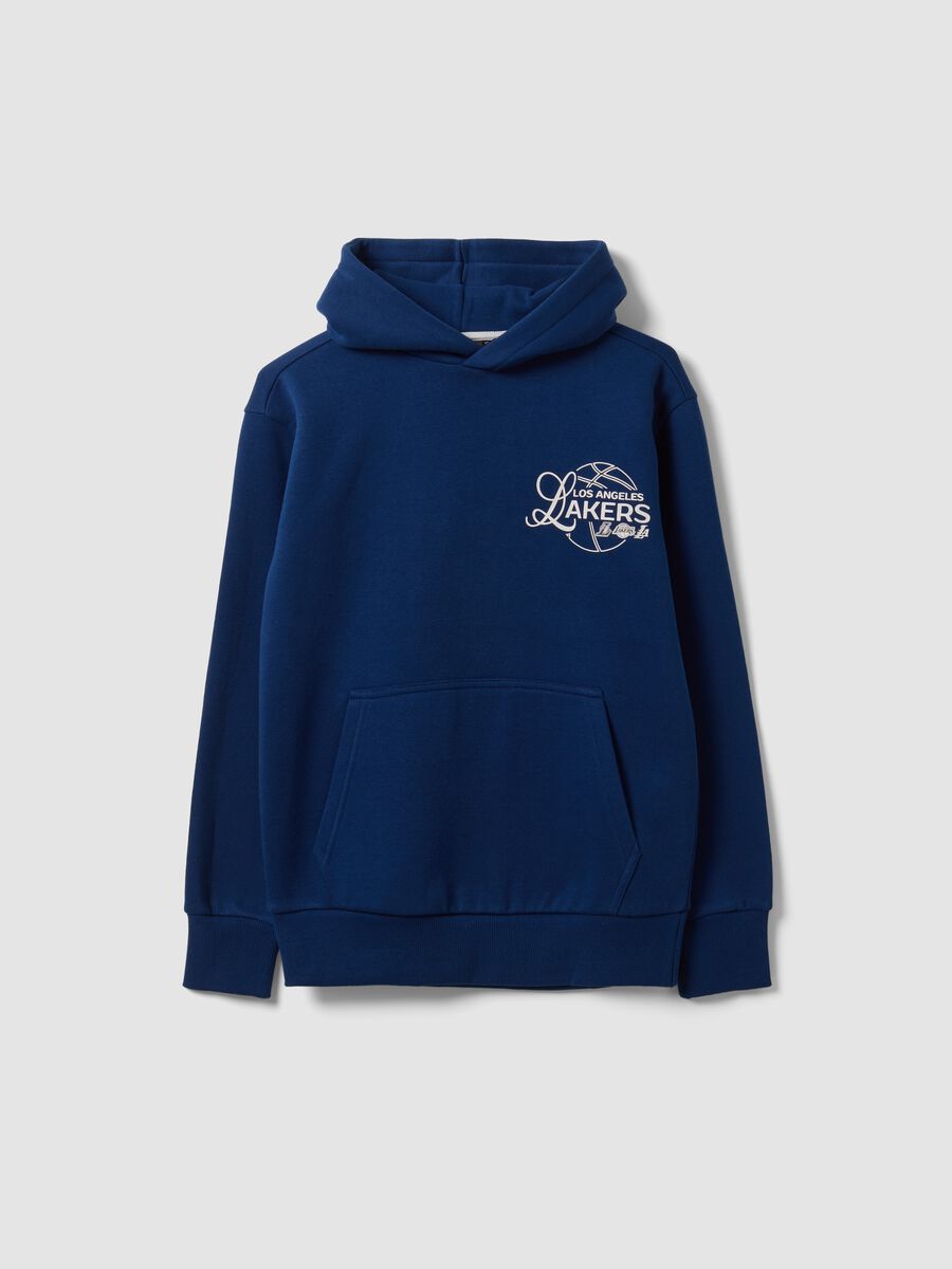 Blue cotton-blend hoodie with Lakers print for boys_0