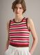 Fitted pure cotton knitted gilet with multicolour stripes_0